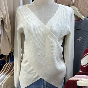 Elegant White Wrap Sweater